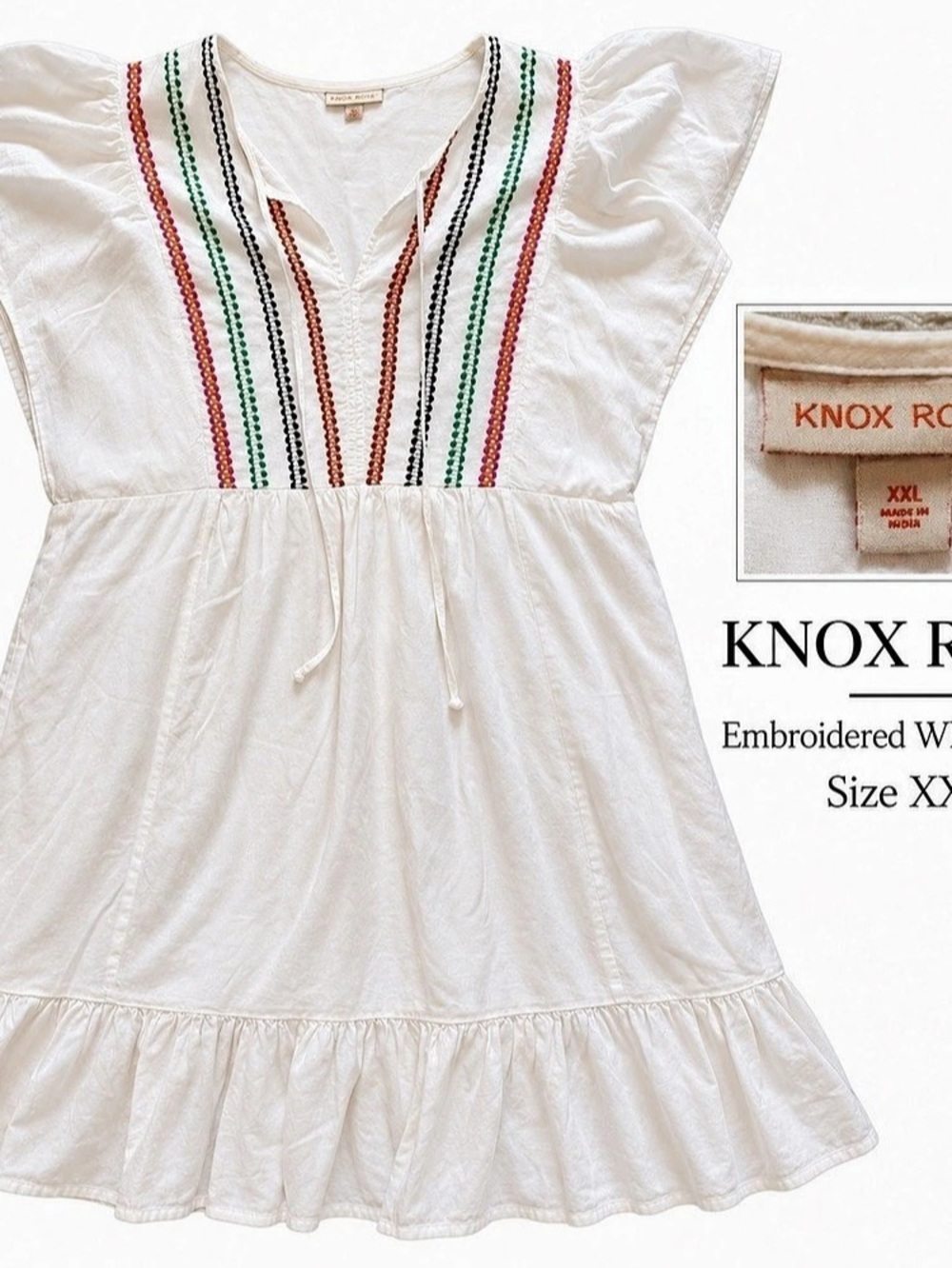 Knox Rose Embroidered White Mini Dress XXL